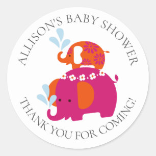 Mod Elephants Baby Showaufkleber Runder Aufkleber