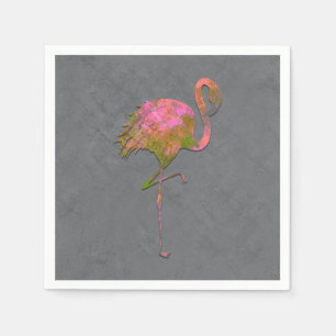 Mod Farbenfroher Sommer Flamingo Schick Modern Gra Serviette