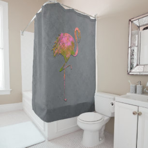 Mod Farbige Sommer Flamingo Schick Modern Grau Duschvorhang