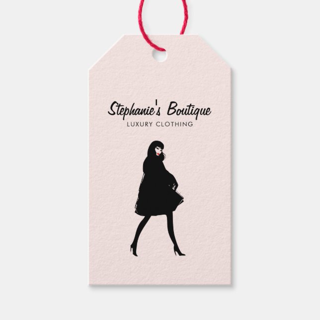 Mod Fashion Girl Boutique Pink Geschenkanhänger (Vorderseite)