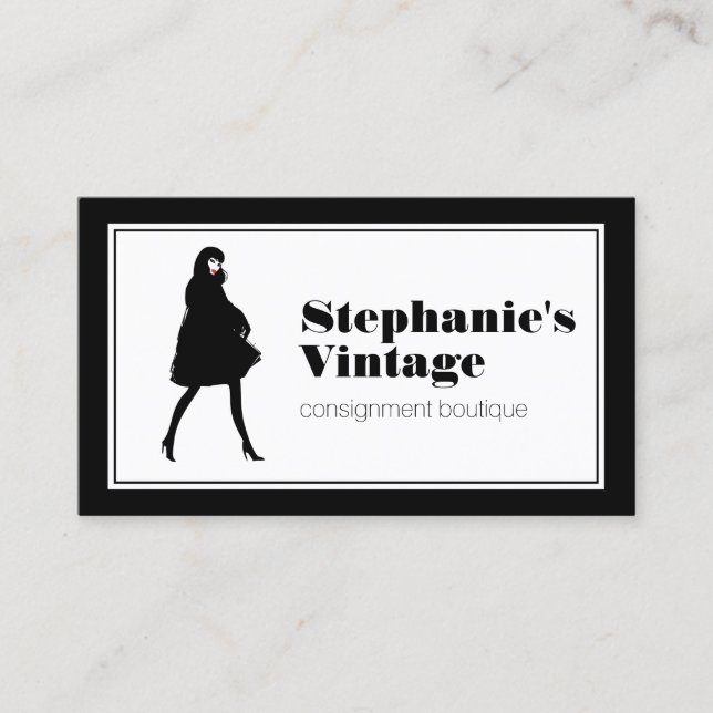 Mod Fashion Girl mit Frame Boutique, Stylist Visitenkarte (Vorderseite)