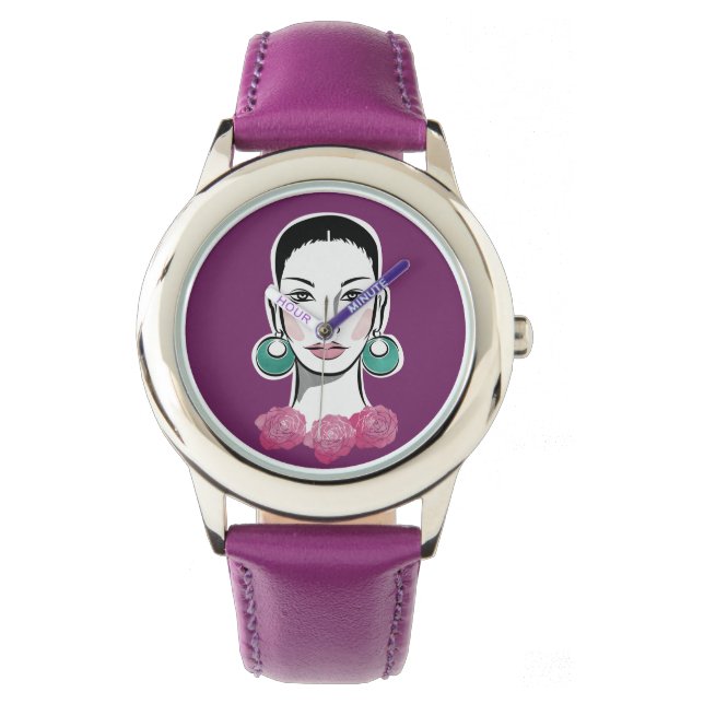 Mod Fleur 1960er-Frau Armbanduhr (Vorderseite)