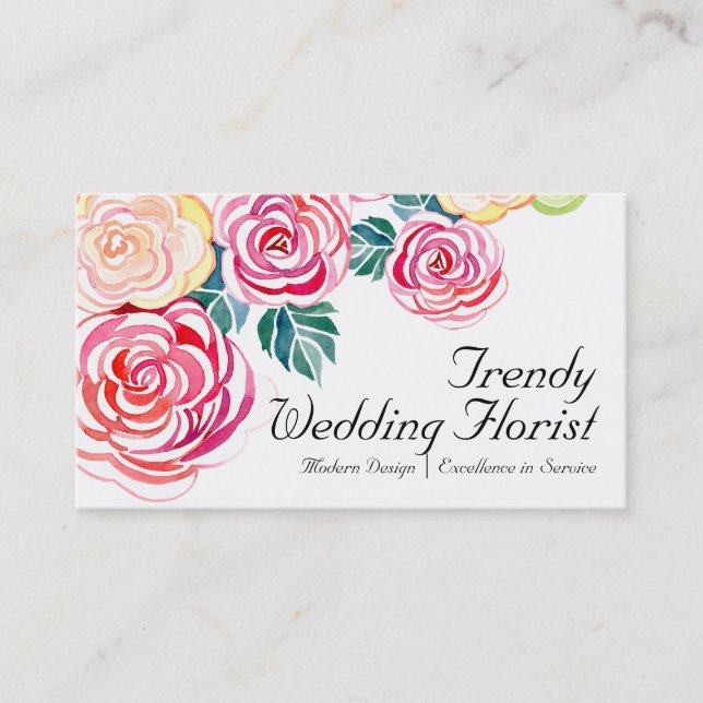 Mod Floral Rose Moderne Kunst Blume Hochzeiten Visitenkarte (Vorderseite)