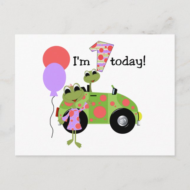 Mod Frogs 1. Geburtstag Postkarte (Vorderseite)