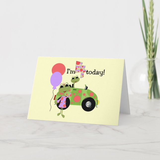 Mod Frogs 4th Birthday Tshirts und Geschenke Karte (Vorderseite)