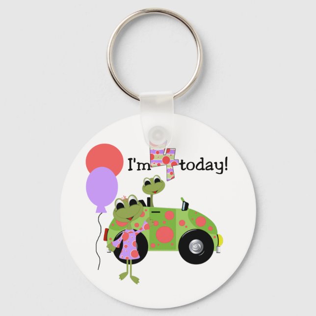 Mod Frogs 4th Birthday Tshirts und Geschenke Schlüsselanhänger (Vorderseite)