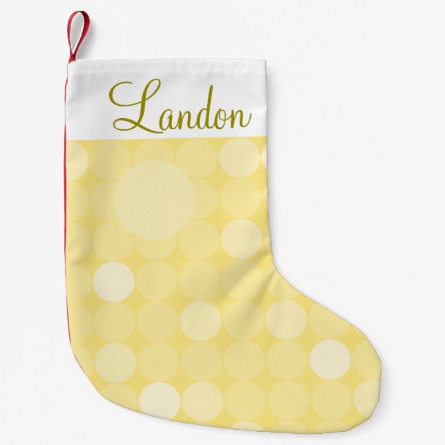 Mod-gelbes Polka-Punkt-Weihnachten Kleiner Weihnachtsstrumpf (Vorderseite)
