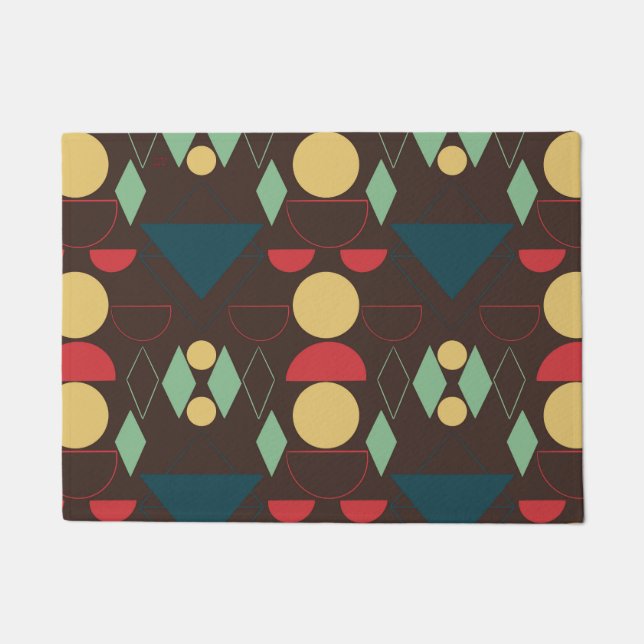Mod Geometric Brown aus der Mitte des Jahrhunderts Fußmatte (Vorderseite)