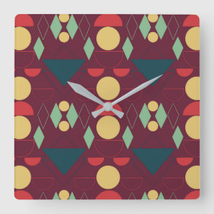 Mod Geometric Fuchsia Quadratische Wanduhr