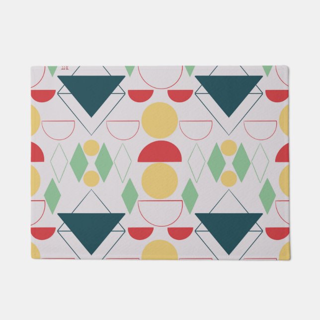 Mod Geometric Grau aus der Mitte des Jahrhunderts Fußmatte (Vorderseite)