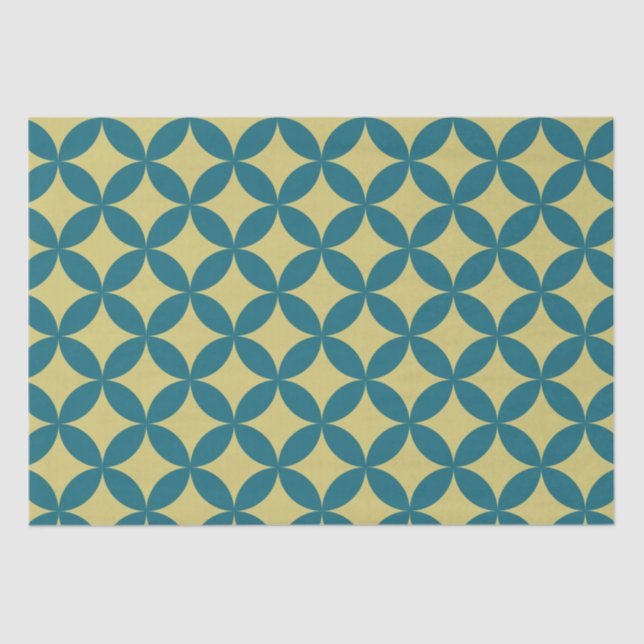 Mod Geometric Retro Modern Blue Green Mitte des Ja Seidenpapier (Vorderseite)