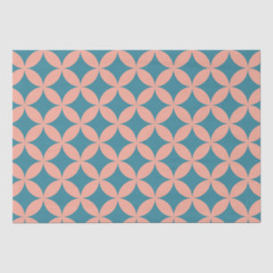 Mod Geometric Retro Modern Peach Blue Mitte des Ja Seidenpapier