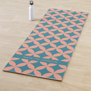 Mod Geometric Retro Modern Peach Blue Mitte des Ja Yogamatte