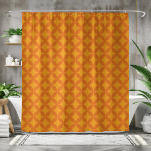 Mod Geometric Retro Modernes Orange Sun Mitte des Duschvorhang