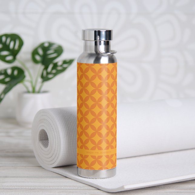 Mod Geometric Retro Modernes Orange Sun Mitte des  Trinkflasche (Yoga)