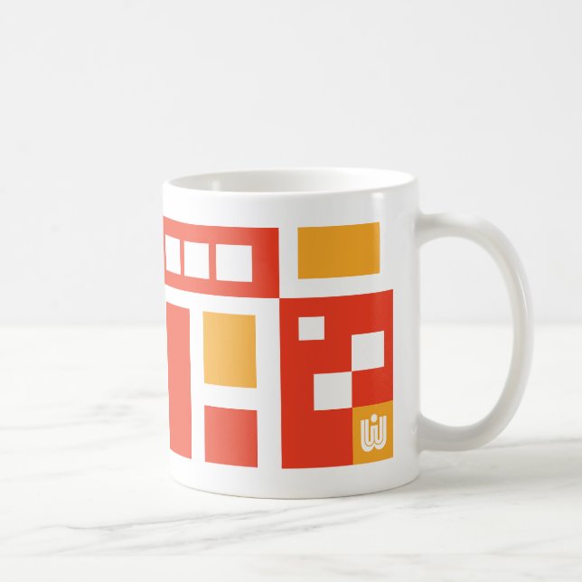 Mod Geometrisch für den farbigen Spaß in Rot und R Kaffeetasse (Rechts)