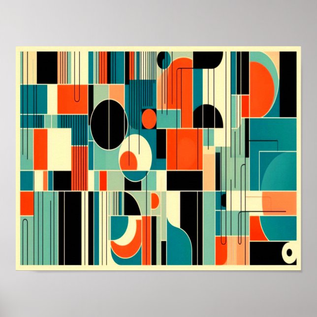 Mod Geometrisch Mitte des Jahrhunderts Abstrakt Poster (Vorne)