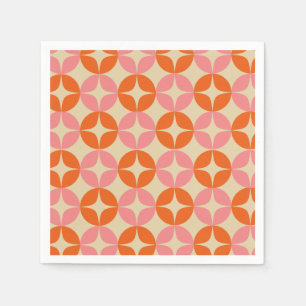 Mod Geometrisches Muster in Rosa und Orange Mitte Serviette