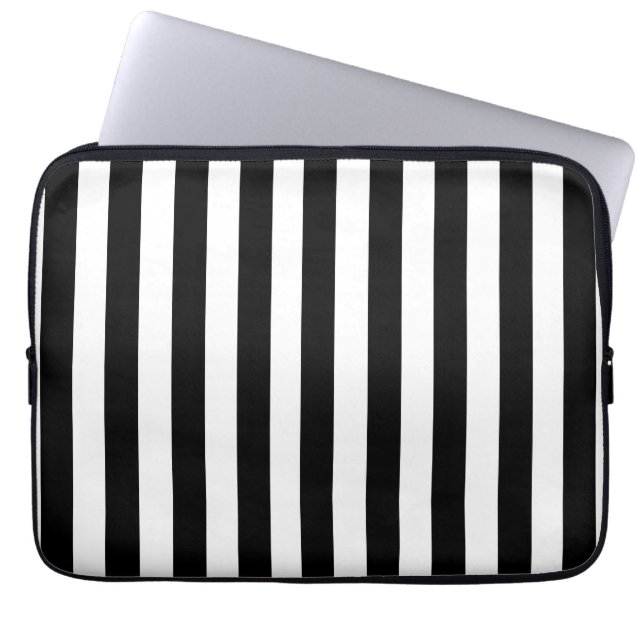 MOD-GIRLY SCHWARZES STREIFEN-MUSTER LAPTOPSCHUTZHÜLLE (Vorderseite)
