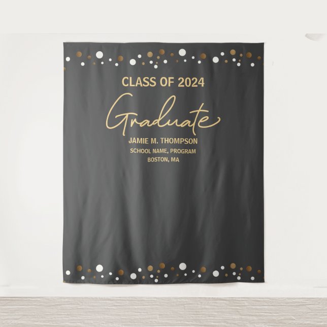Mod Gray Gold Class 2024 Abschluss Wandteppich (Vorderseite)