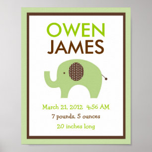 Mod Green Elephant Kinderzimmer Wall Art Birnendru Poster