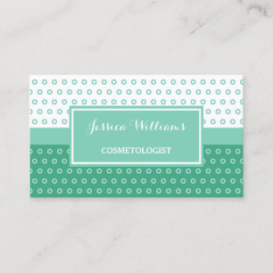 Mod Green und White Polka Dots Kosmetologe Visitenkarte