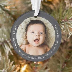 Mod Grey Baby's erstes Weihnachten 1 Foto Geburtsd Ornament