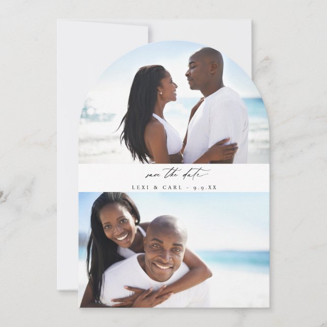 MOD H Duo Foto Save the Date Arc Einladung (Vorderseite)