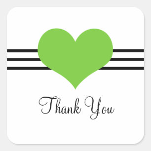 Mod Heart Dankeschön, Stickers, Green Quadratischer Aufkleber
