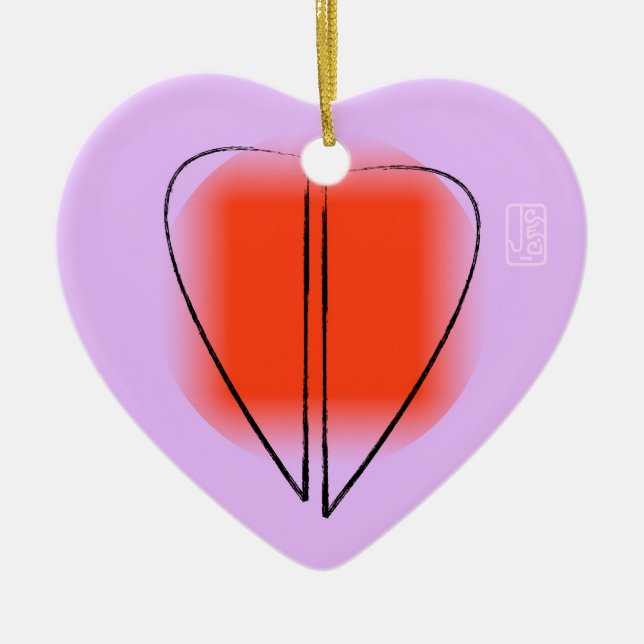 Mod Heart Liebe Herz geformt Keramik Ornament (Vorne)