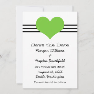 Mod Heart Save the Date einladen, grün
