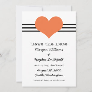 Mod Heart Save the Date einladen, Orange