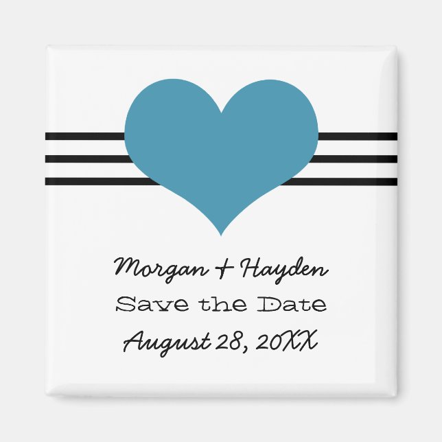 Mod Heart Save the Date Magnet, Blau Magnet (Vorne)