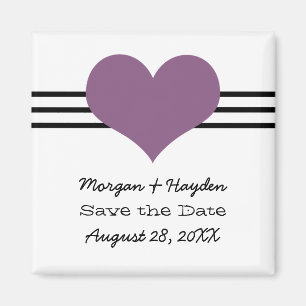 Mod Heart Save the Date Magnet, Lila Magnet