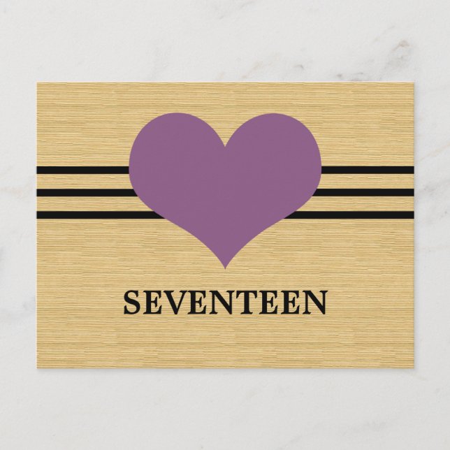 Mod Heart Tischnummer Postkarte, Lila (Vorderseite)