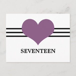 Mod Heart Tischnummer Postkarte, Lila