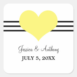Mod Heart Wedding Stickers, gelb Quadratischer Aufkleber