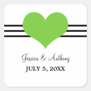 Mod Heart Wedding Stickers, grün Quadratischer Aufkleber