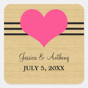 Mod Heart Wedding Stickers, rosa Quadratischer Aufkleber