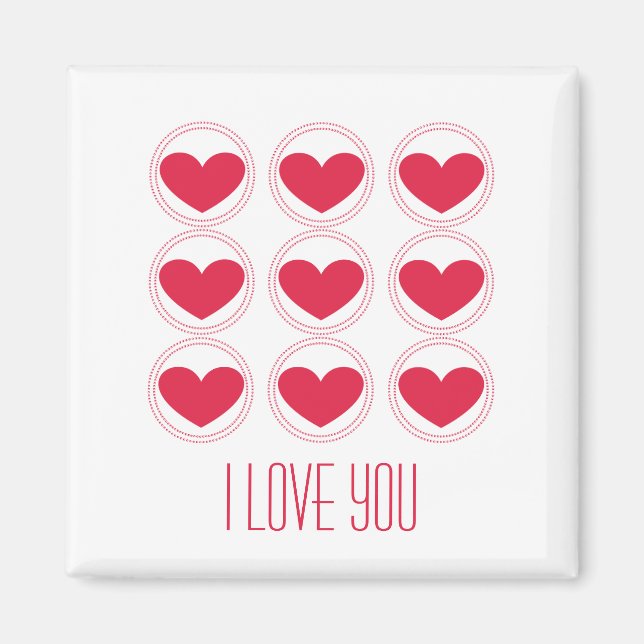 Mod Hearts Liebe Magnet, dunkelrosa Magnet (Vorne)