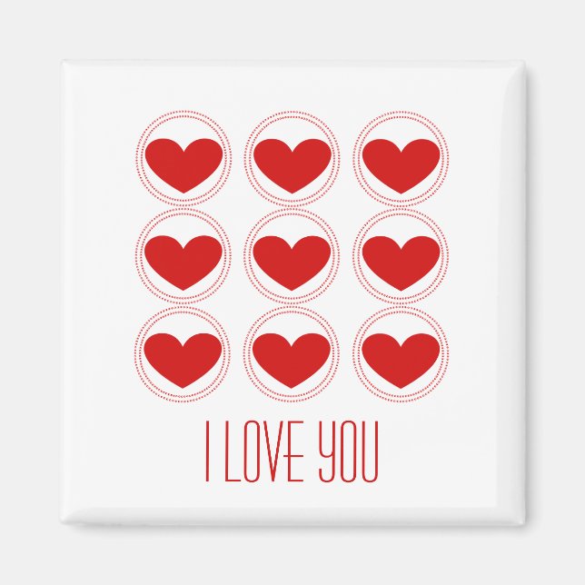 Mod Hearts Liebe Magnet, rot Magnet (Vorne)