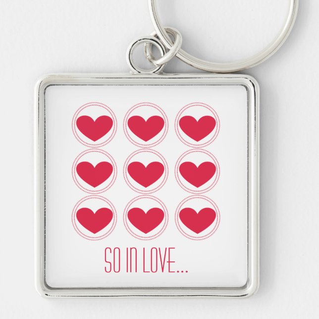 Mod Hearts Liebe Schlüsselanhänger, dunkelrosa Schlüsselanhänger (Vorne)