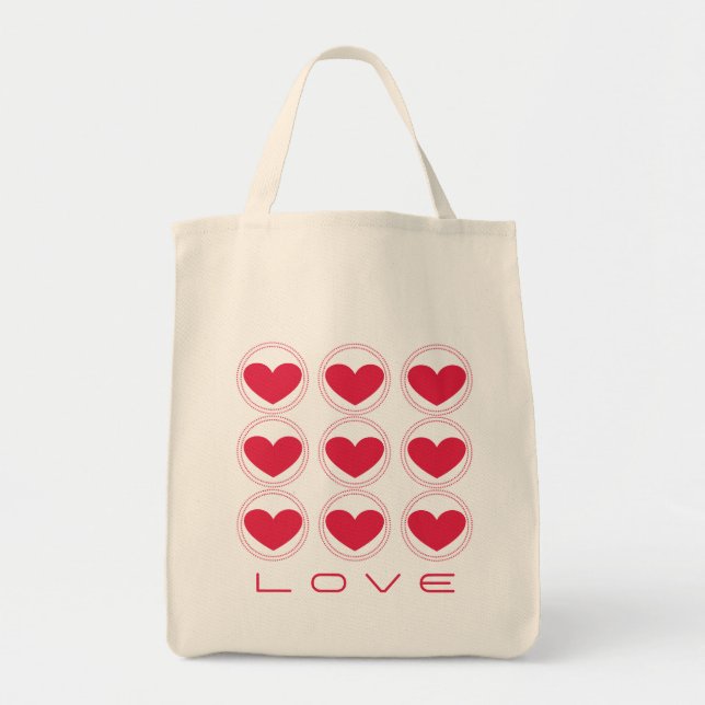 Mod Hearts Liebe Tote Tasche, dunkelrosa Tragetasche (Vorne)