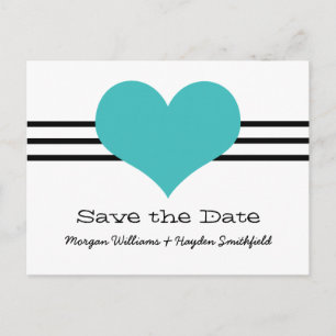 Mod Herz Save the Date Postkarte, Aqua Ankündigungspostkarte