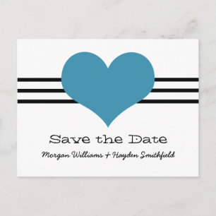 Mod Herz Save the Date Postkarte, blau Ankündigungspostkarte