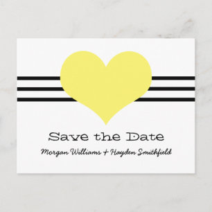 Mod Herz Save the Date Postkarte, gelb Ankündigungspostkarte