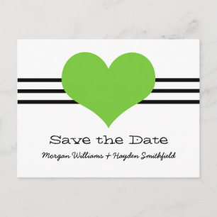 Mod Herz Save the Date Postkarte, grün Ankündigungspostkarte