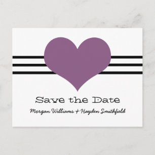 Mod Herz Save the Date Postkarte, Lila Ankündigungspostkarte