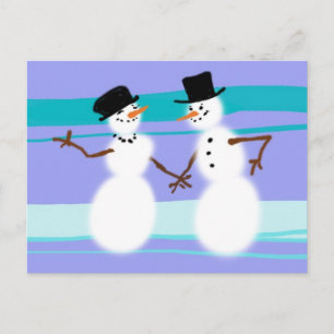 MOD Hipster Snowman Couple POSTCARD 20 Postkarte