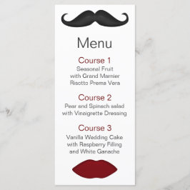 Mod Hochzeitsmenü für Lippen und Schnurrbart Menükarte